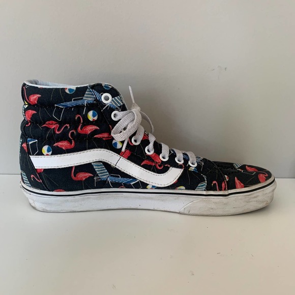 Vans Off The Wall SK8-Hi Reissue Pool Vibes sneakers black with flamingos unisex - Picture 4 of 13